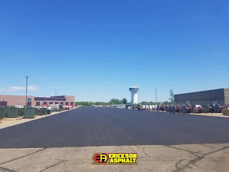 parking lot with new asphalt and striping