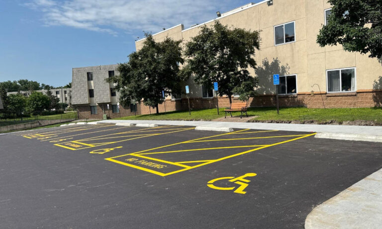 parking lot with ADA stalls