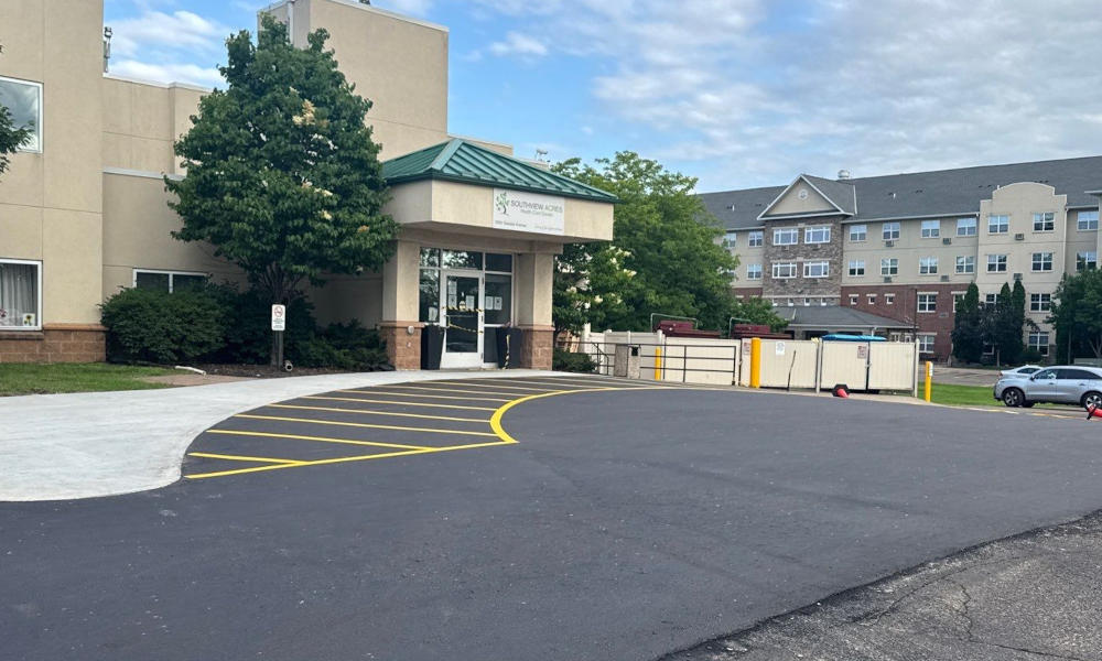 new asphalt parking lot