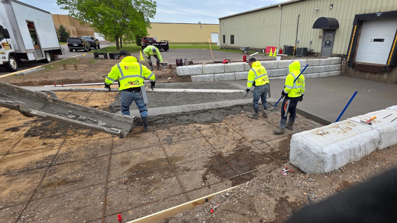 concrete loading dock being installed