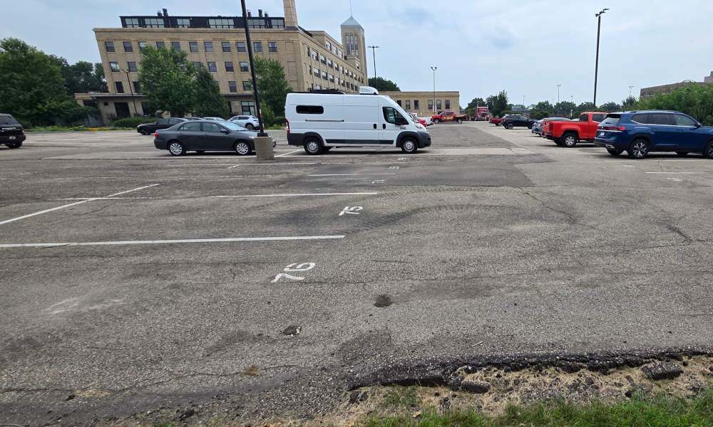 CW Lofts parking lot before restoration started.