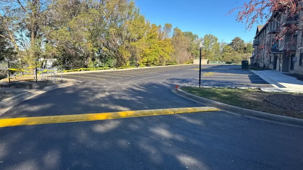 new speed humps installed in parking lot